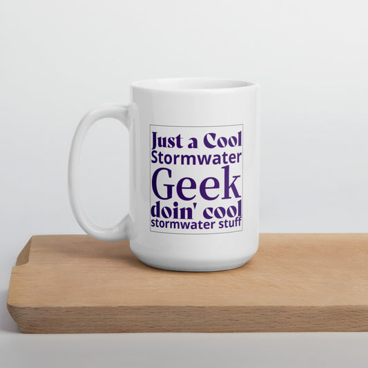 Cool Stormwater Geek (purple) - White glossy mug