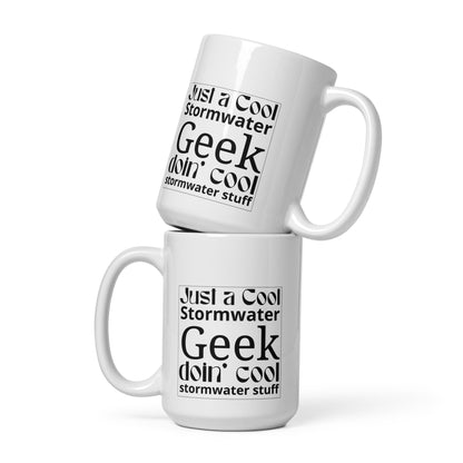 Cool Stormwater Geek (blk) - White glossy mug
