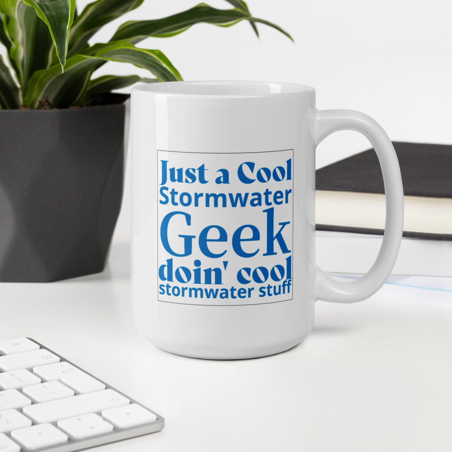 Cool Stormwater Geek (blue) - White glossy mug