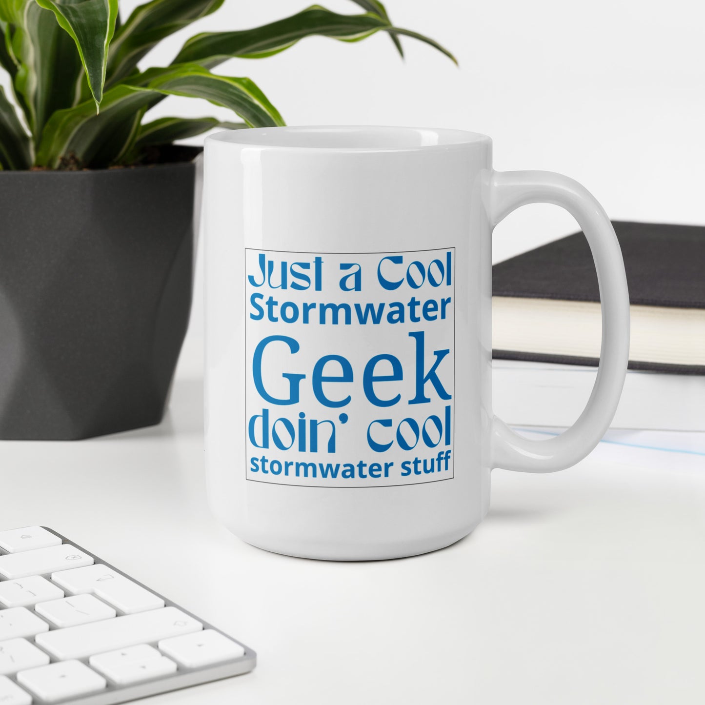 Cool Stormwater Geek (blue) - White glossy mug